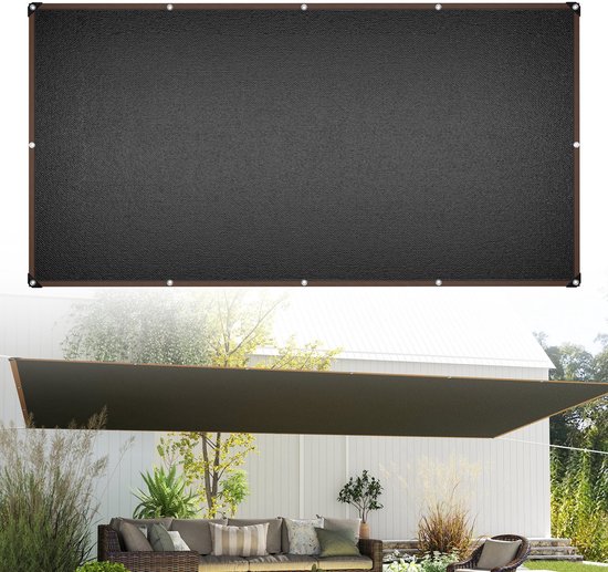 Voile d'ombrage 4 x 6 m – HDPE 90–95% Protection UV – Écran solaire pour Jardin, Terrasse, Balcon & Piscine – Anthracite