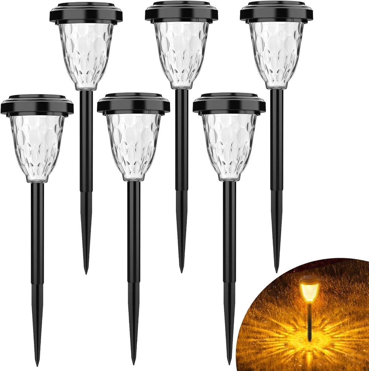 Solar Tuinverlichting Pad - Tuinverlichting - Padverlichting - Buitenlampen Op Zonne-Energie - Zwart - 4 Stuks