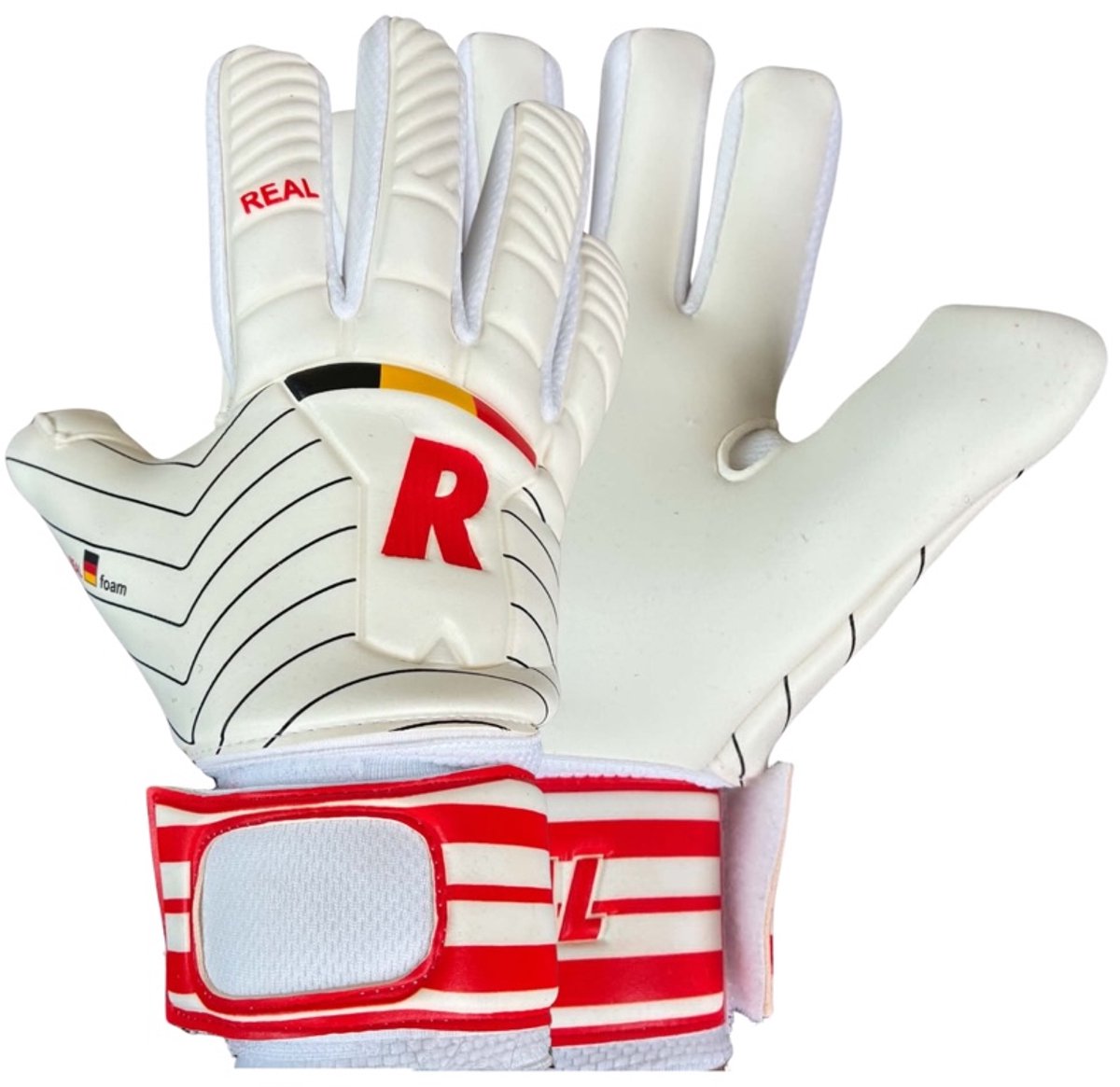 Real Devils 605 Keepershandschoenen Kids - White/Red/Belgium