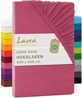 Lavea® Hoeslaken 200x220 cm – 100% Katoen, Zacht en Ademend – Geschikt voor Matrassen tot 35 cm – Jersey met Elastiek Rondom – Koraal