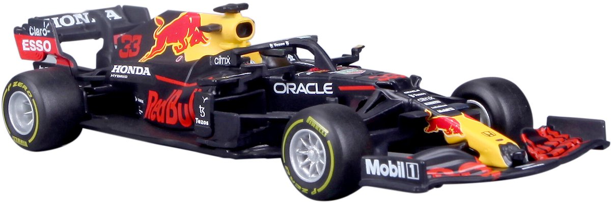 Bburago Red Bull Racing RB16B - #33 Max Verstappen - Formule 1 2021 - Donker blauw/rood/geel kleurstelling - schaalmodel - modelauto - schaal 1:43 — afbeelding 4