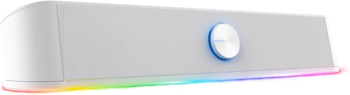 Soundbar met RGB - PC Luidspreker - Muziek en Games - Ruimtebesparend Ontwerp - 12W Piekvermogen - Wit