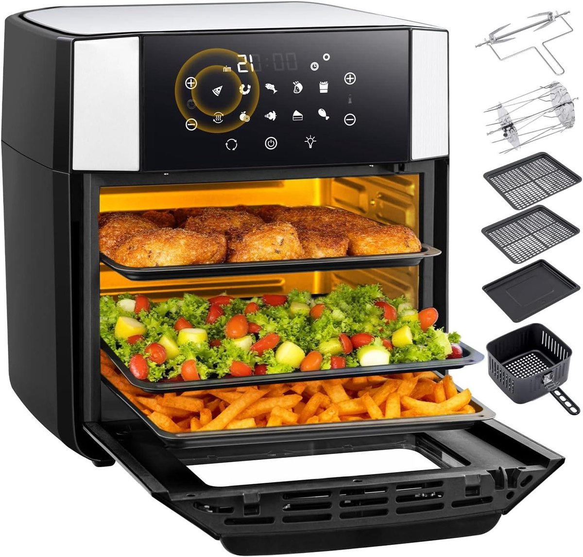 Heteluchtfriteuse - Airfryer - Gezond Frituren - Grote Capaciteit - 5 Liter - Zwart