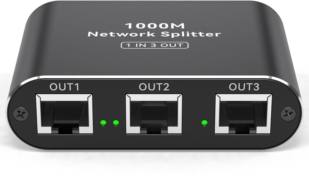 Ethernet Splitter - Netwerkverdeler Switch - Internet Delen - 1 op 3 Poorten - 1000Mbps Gigabit - Zwart