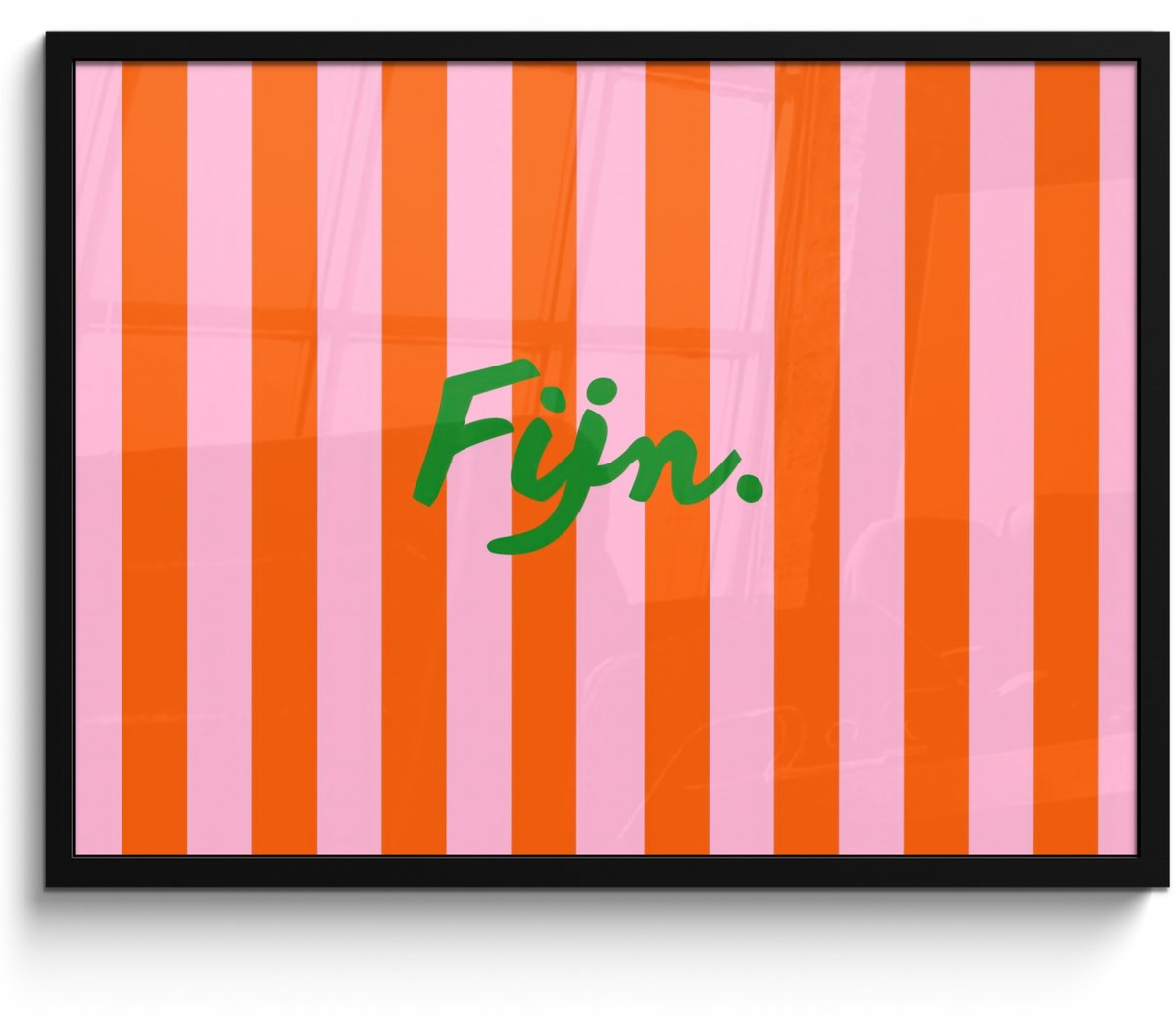 FrameYourWall Poster in lijst - Fotolijst 80x60 cm - Posters - Patroon - Oranje - Fijn - Strepen - Posterlijst zwart - Decoratie - Wanddecoratie woonkamer - Muurdecoratie slaapkamer