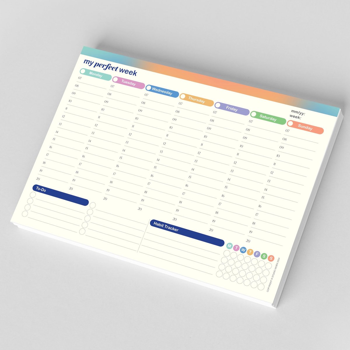 SPHProducts - Weekplanner - A4-formaat - Bureauonderlegger voor organisatie - Ongedateerd - Takenlijst en gewoonte-tracker - Geschikt voor school en k