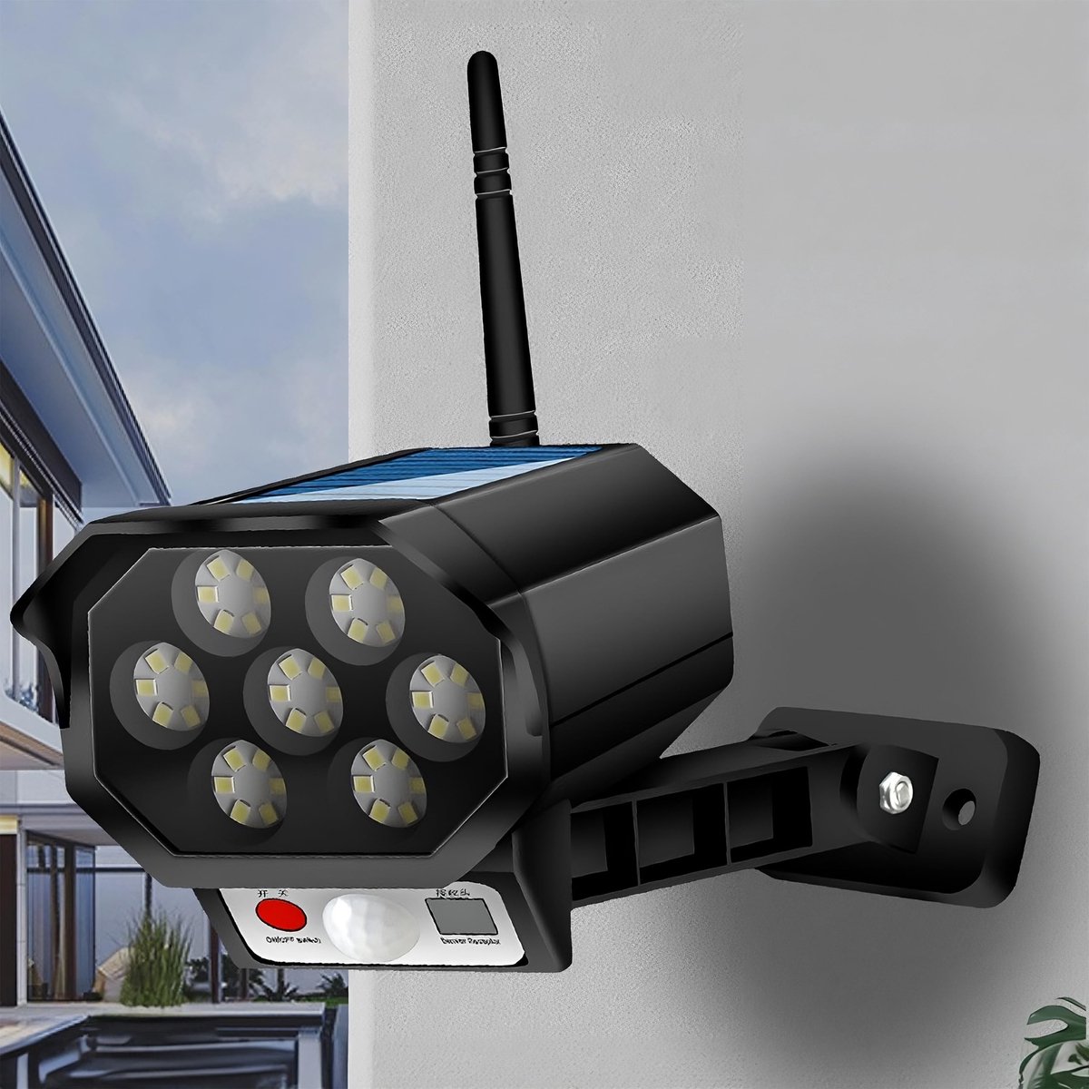 Dummy Camera met Zonnepaneel en LED Tuinverlichting - Beveiligingscamera Attrappe voor Buiten