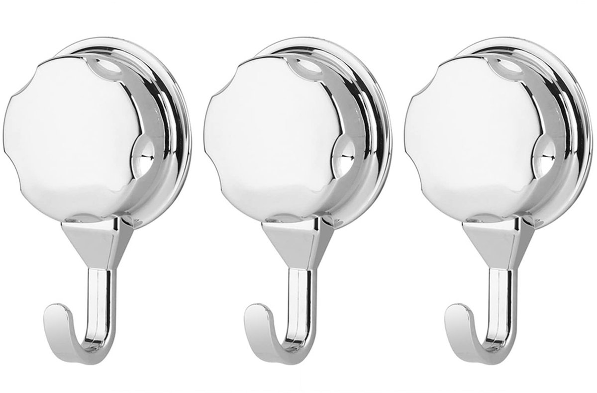 ONF3 - Heavy Duty Vacuüm Zuignap Haken - Handdoek Haak Rack - Ruimtebesparend - 3 Stks/set - Geschikt voor Keuken en Badkamer - Perfect voor Org...