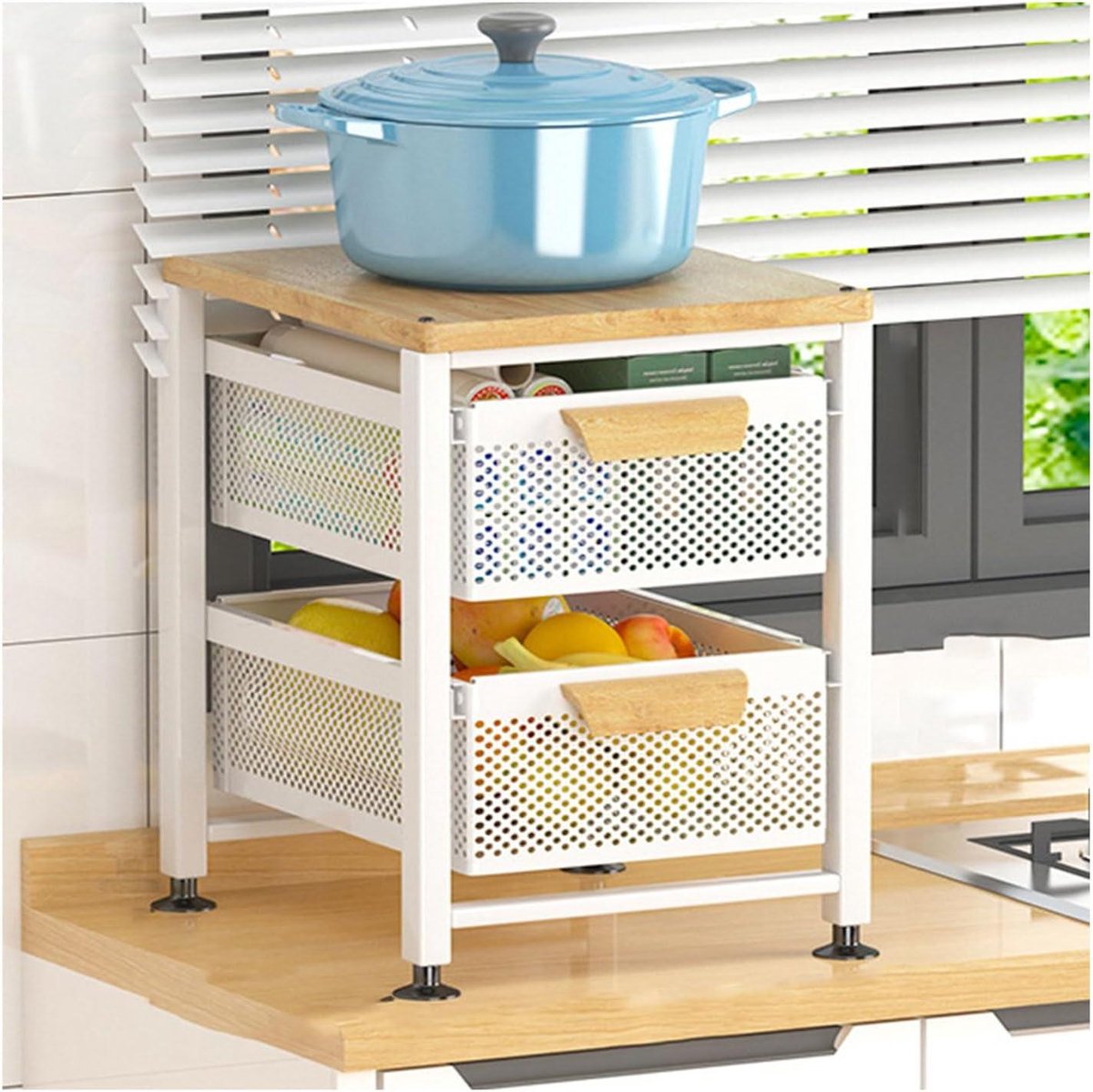 Onderbouw Organizer - Kastplank - Keuken Opbergen - Uittrekbaar Ontwerp - B Maat - Wit