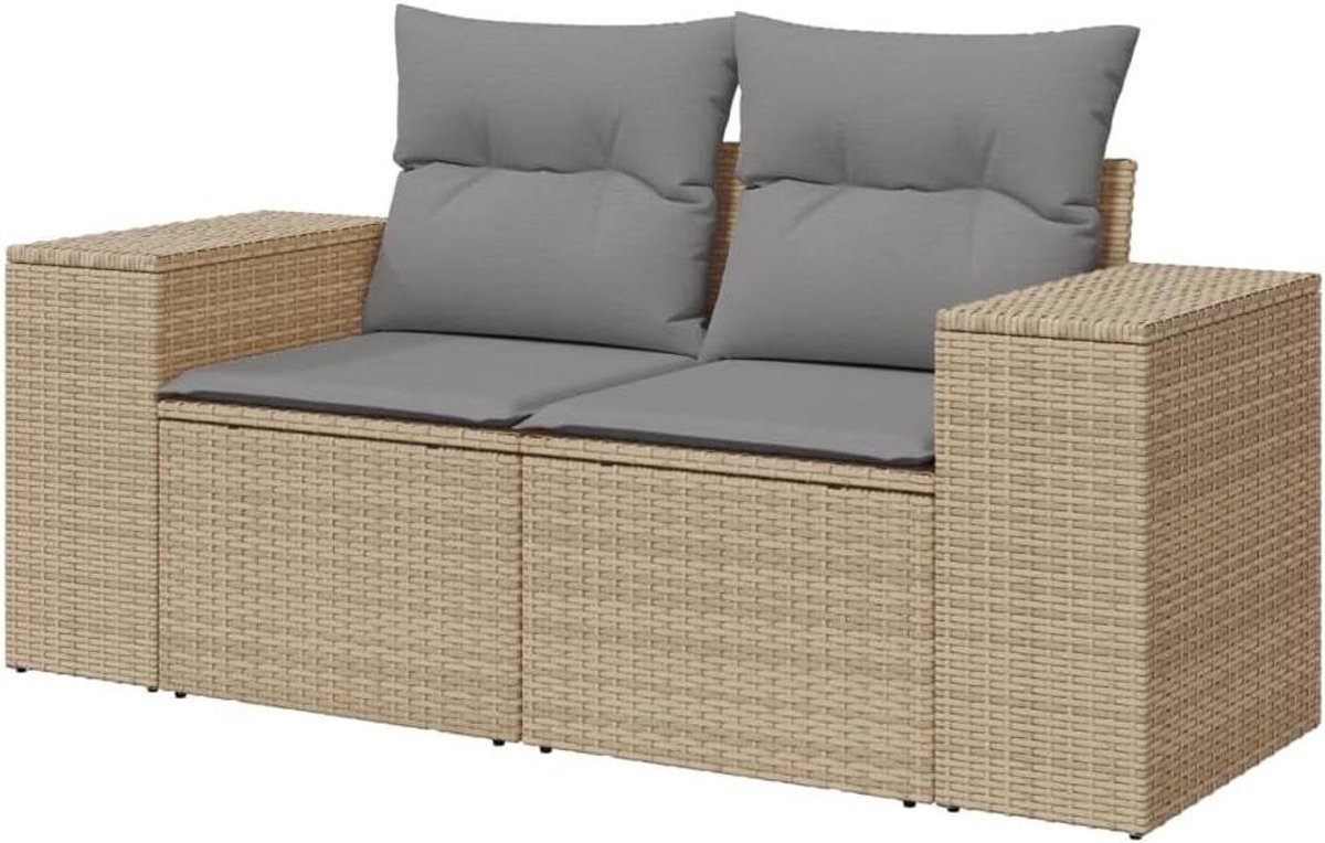 Tuinbank 2-zits - Loungebank buiten - Ontspannen in tuin - Met opbergruimte - 186 x 69 cm - Beige