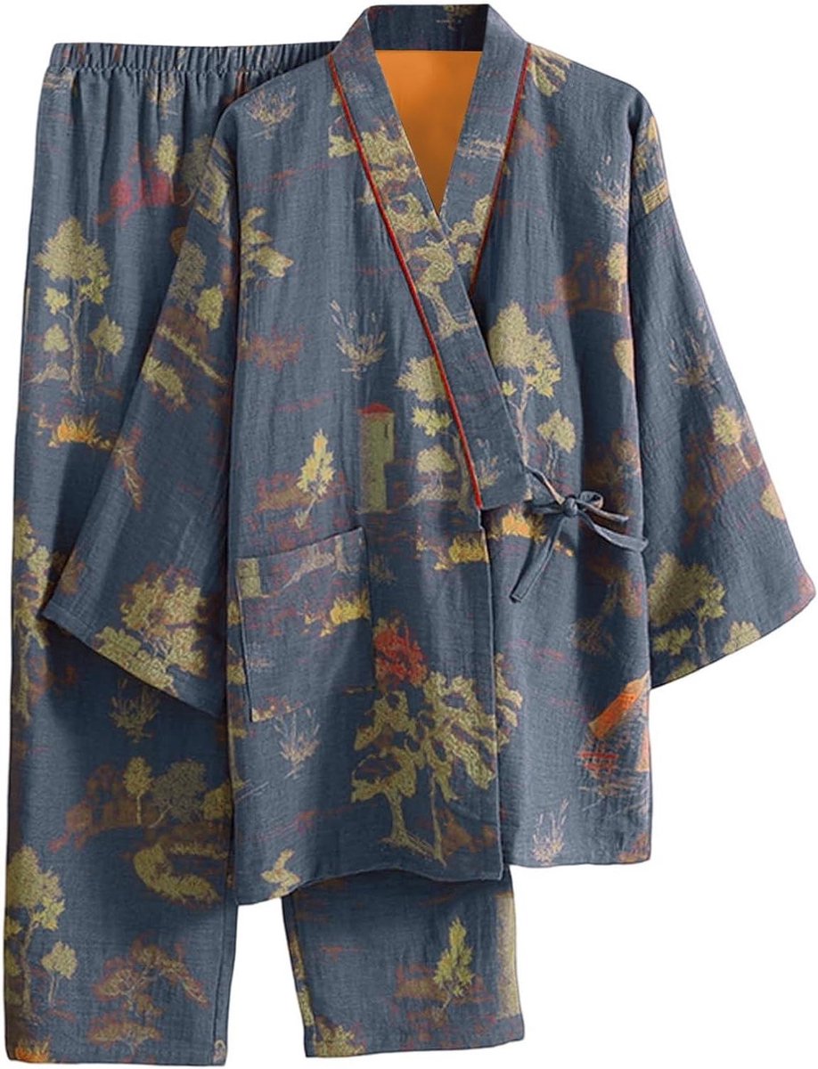 Heren Kimono Set - Loungewear Homewear - Ontspannen Thuis - Jacquard Stof - 40x30x3 cm - Afbeelding Kleur