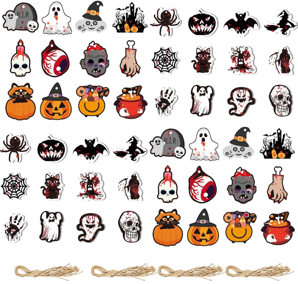 aladdien - Halloween Hangdecoraties - Mini Pendant Ornaments - Feestelijke Sfeer - Set van 48 - Decoratieve Versiering - Voor Halloween Feest - Gesc...