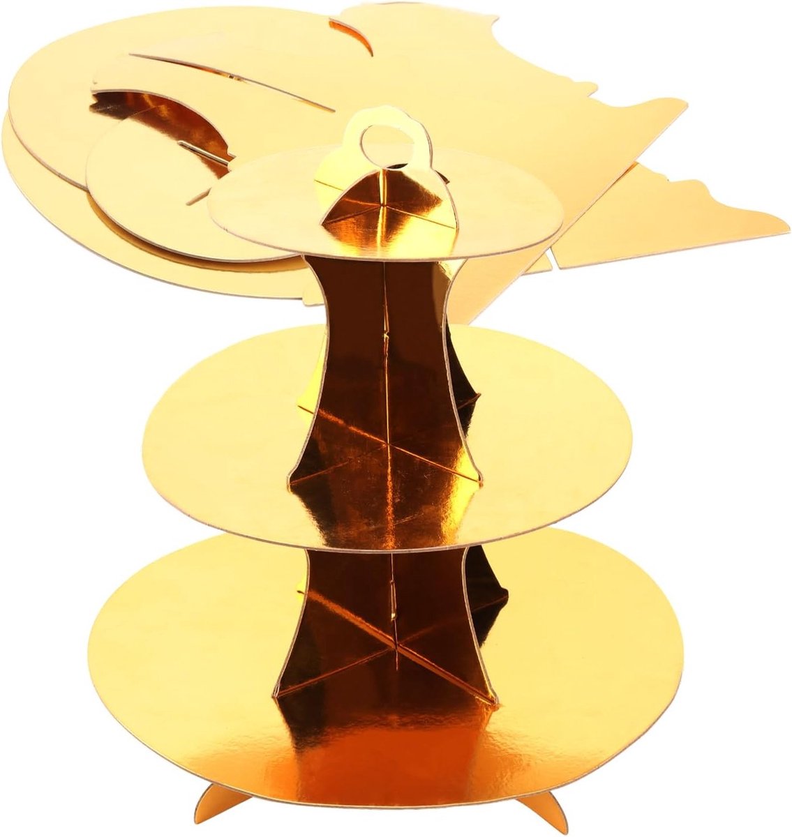 Cupcake Stands - Dessert Toren - Feest Serveertoren - Goudfolie Afwerking - 34 cm Hoog - Goud