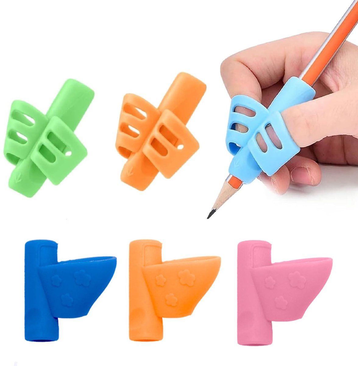 ONF3 - Siliconen Pen Grips - 6 Stuks Ergonomische Schrijfhulp voor Kinderen - Verbeterde Houding en Vaardigheden - Comfortabel - Geschikt voor S...