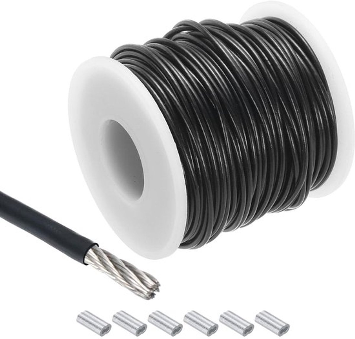 Roestvrij stalen staalkabel 30 meter, 1,5 mm - Zwart voor Wasrek Optillen