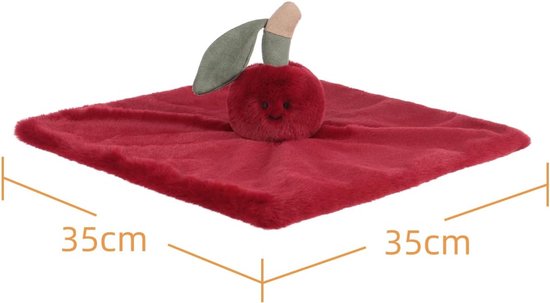 Baby veiligheidsdeken - Knuffeldoekje baby - Baby troosten - Handgemaakt design - 35 x 35 cm - Kersen — afbeelding 5