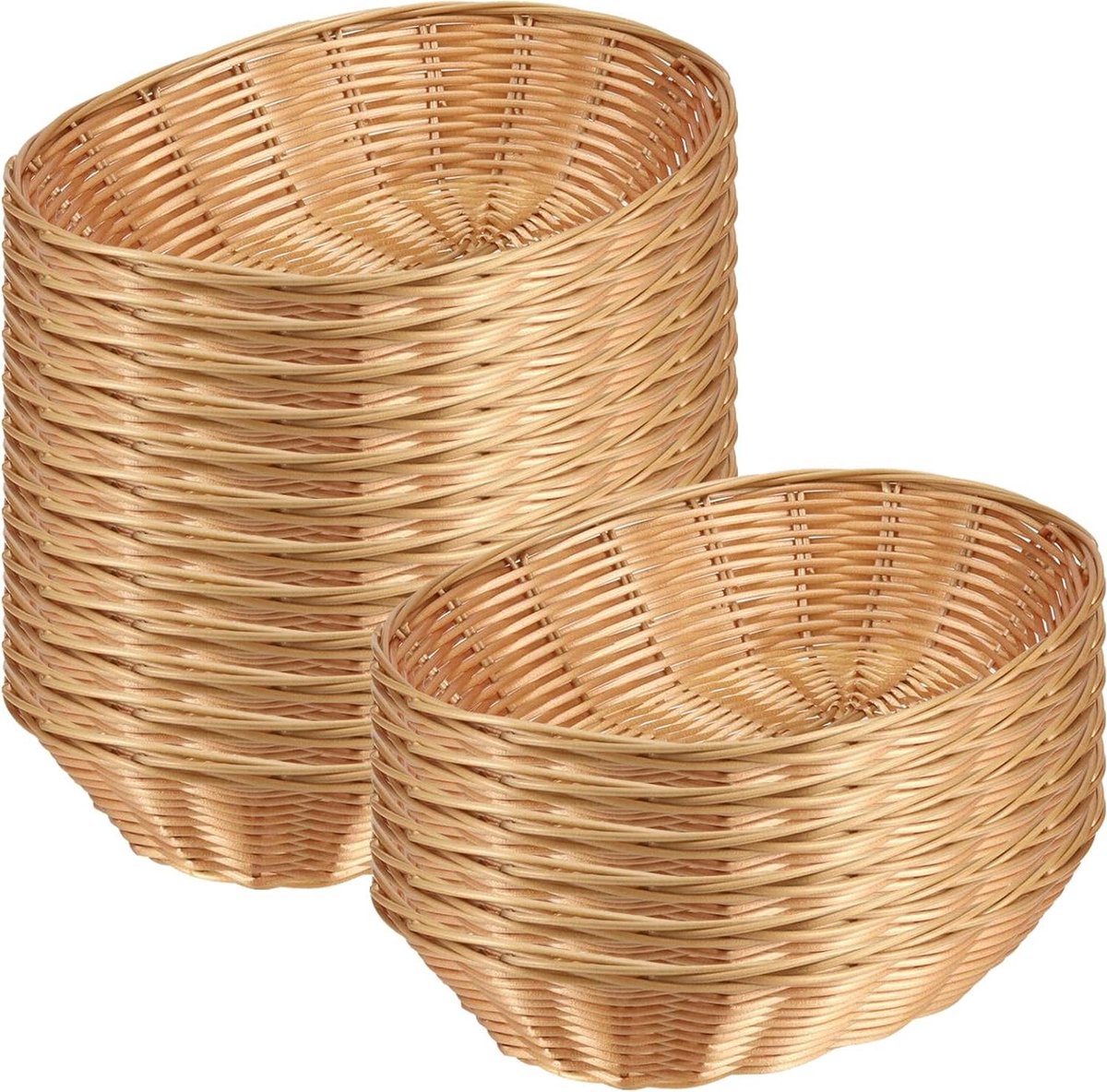 Broodmanden Set - Plastic mandjes - Brood Serveren - Geweven Kunststof - 18 Stuks 23cm - Geel