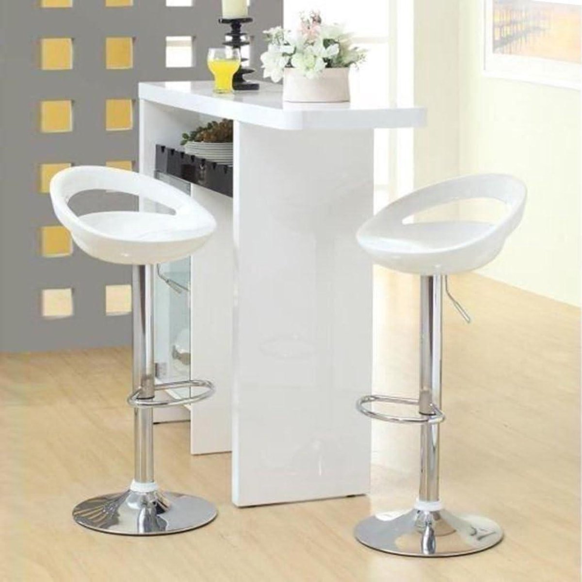 Krukken Set - Barkrukken - Thuis Bar - In Hoogte Verstelbaar - 59 tot 80 cm - Wit