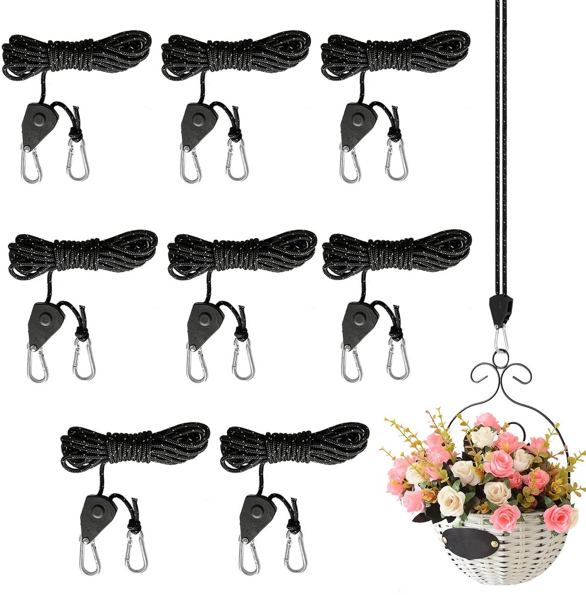 ONF3 - Rope Tensioner - Kabelspanner - Ideaal voor planten en tenten - 8 stuks - Verstelbare ratchet met touwrem - Handig voor camping en indoor...