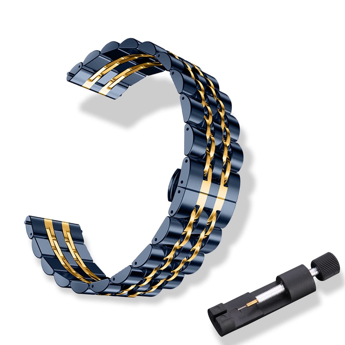 aladdien - Rvs horlogeband - Vervangingsband - Snelle montage - 22 mm - Metalen band - Stijlvol en duurzaam - Geschikt voor mannen en vrouwen - Blau...