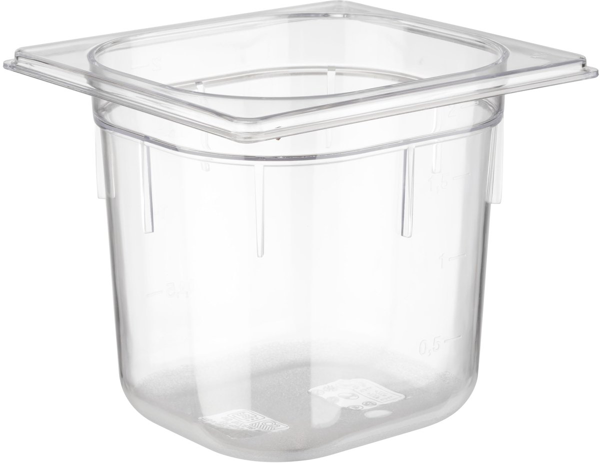APS 82040 GN 1/6 container - polycarbonaat - transparant - 2,2 liter - 17,6 x 16,2 x 15 cm