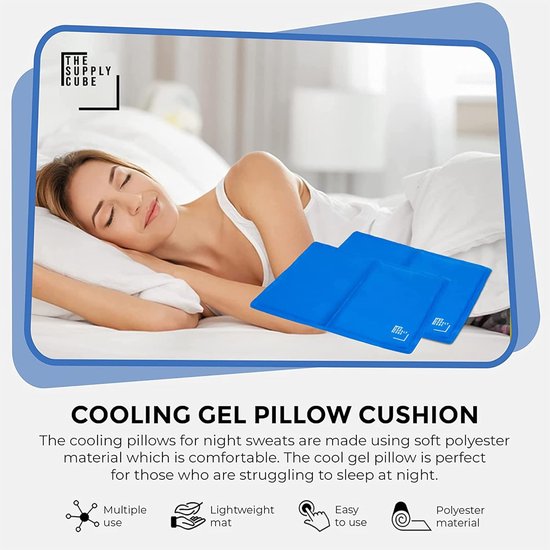 Koelgel Mat - Verkoelend Kussen - Comfortabel Slapen - Absorbeert en Verdrijft Warmte - 40x30cm - Blauw van Merkloos — afbeelding 2