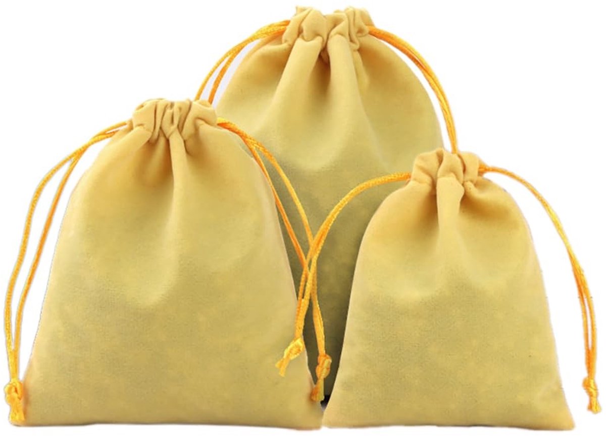aladdien - Fluwelen Zakjes - Cadeauzakjes voor Sieraden - 24 Stuks - Geel - Trekkoord Zakjes - Perfect voor Feesten en Bruiloften