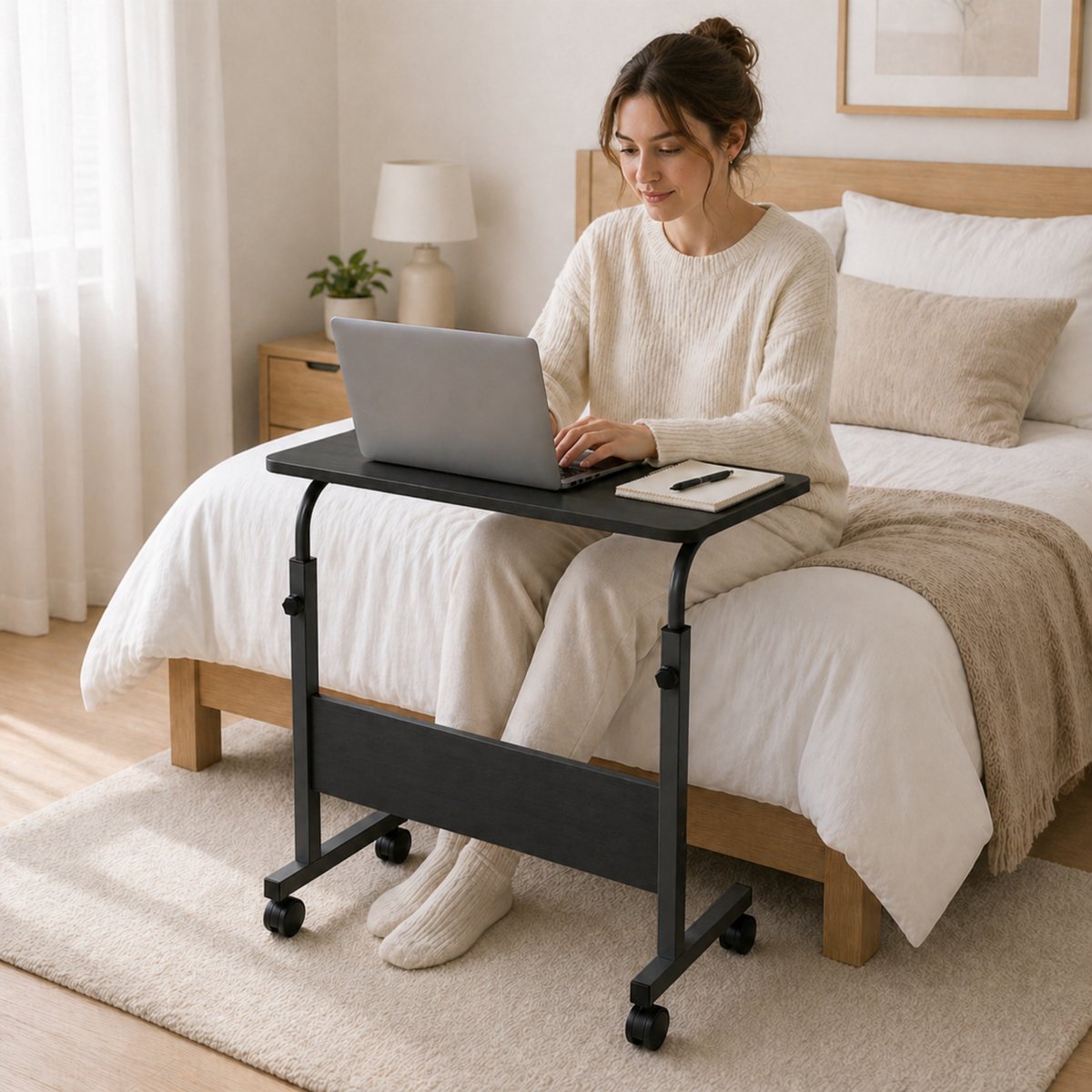 Laptoptafel Laptoptafel Zwart Walnoot Bedtafel - afbeelding 3