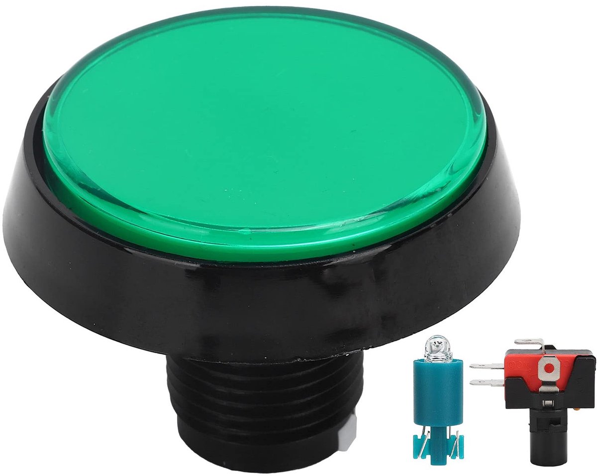 ONF3 - Game-drukknop - LED-drukknop 60 Mm - Duurzaam en gebruiksvriendelijk - Groen - Voor machine Videogameconsole - 12V LED-verlichting - Grot...