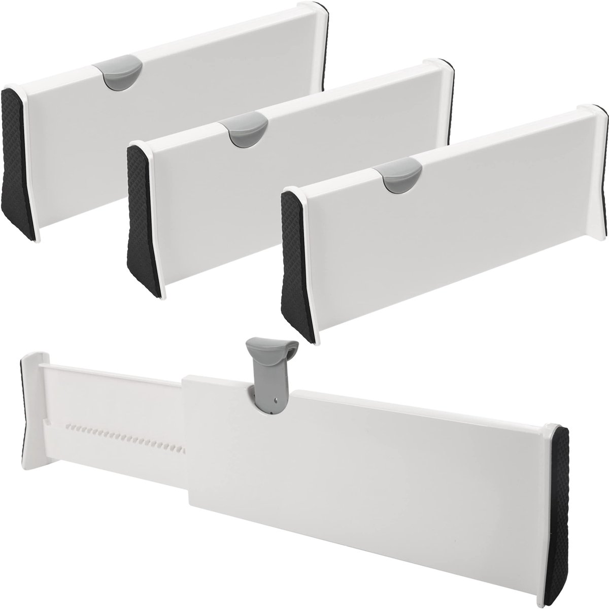 aladdien - Aanpasbare Plastic Lade Verdelers - Organizers voor Keuken en Kantoor - Wit - 4 Stuks - Ideaal voor Laden en Kasten - Makkelijk te Installe