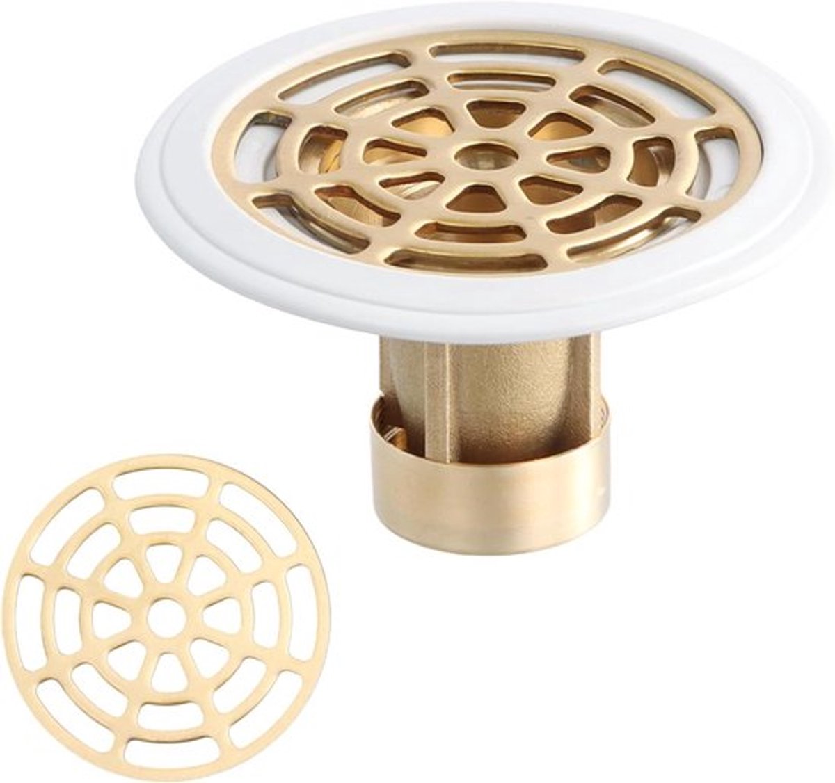 Messing ronde vloerafvoer voor douche en keuken, anti-geurfilter