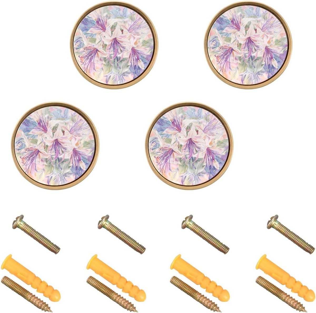 Kast Knoppen - Meubelgrepen - Kasten Vernieuwen - Boho Bloem Goudvis Design - 4 Stuks 32mm