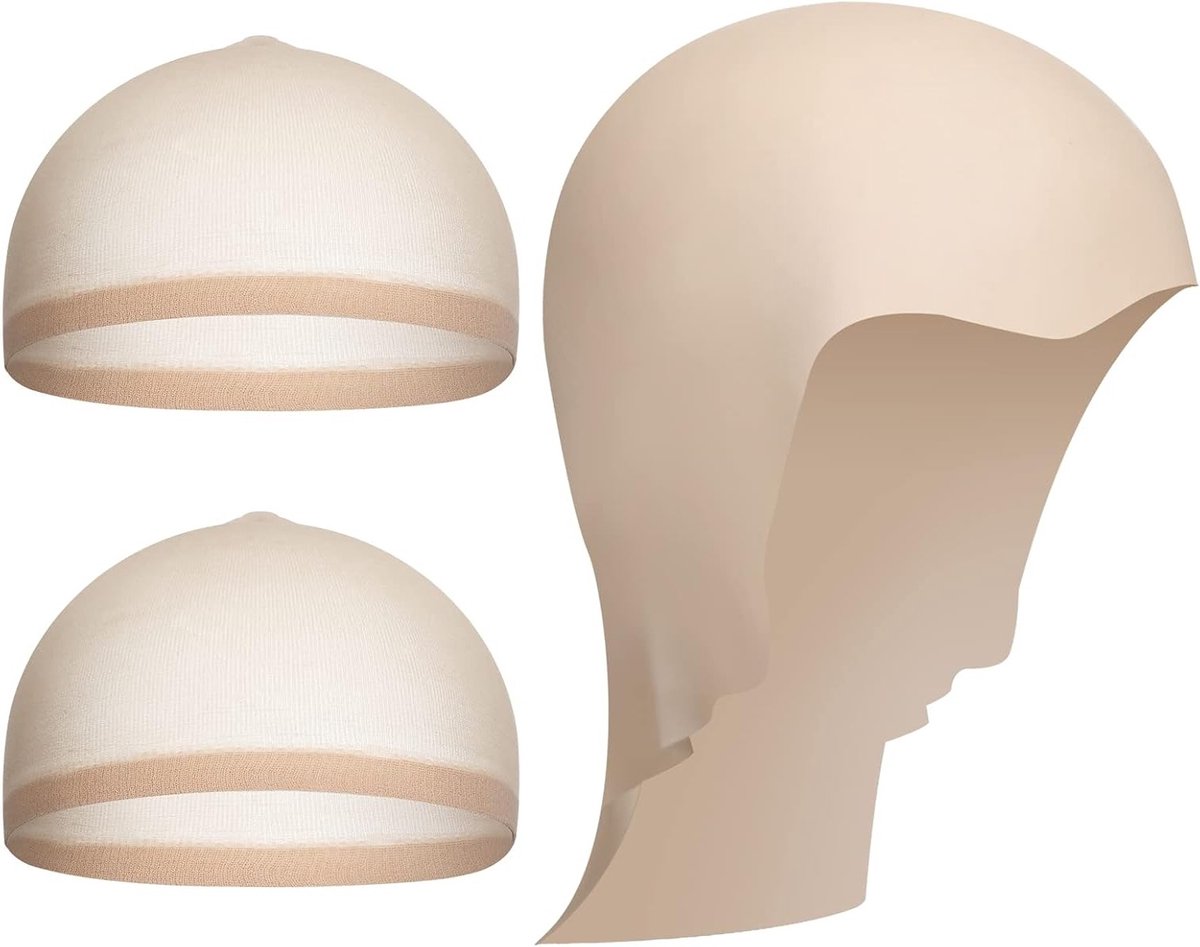 Bald Cap voor Volwassenen met 2 Stuks Perukenkappen - Perfect voor Halloween, 1920s Kostuums en Feestjes voor Mannen, Vrouwen en Kinderen
