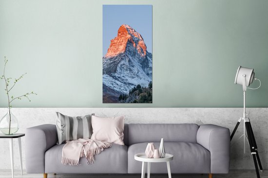 Décoration murale Métal - Peinture Aluminium Industriel - Le Cervin en Suisse au lever du soleil - 80x160 cm - Dibond - Photo sur aluminium - Décoration murale industrielle - Pour le salon/chambre
