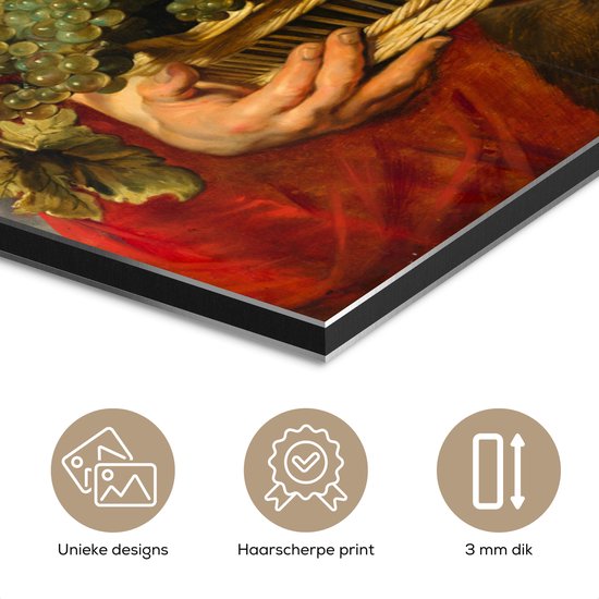 Nymphe et satyre - Peinture de Peter Paul Rubens Aluminium 120x160 cm - Tirage photo sur Aluminium (décoration murale métal) XXL / Groot format!
