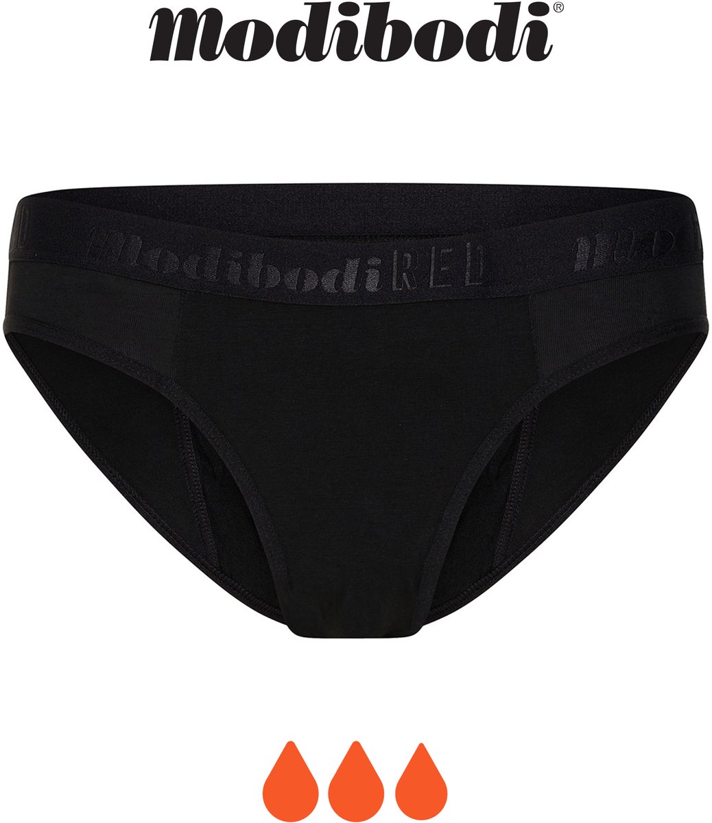 Modibodi Menstruatie Ondergoed Super Absorberend Lekvrij Tiener Hipster Bikinislip Zwart Y10-12