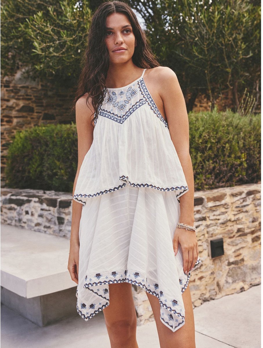 Next - Dames - Playsuit met borduursel en geperforeerde zoom - Wit