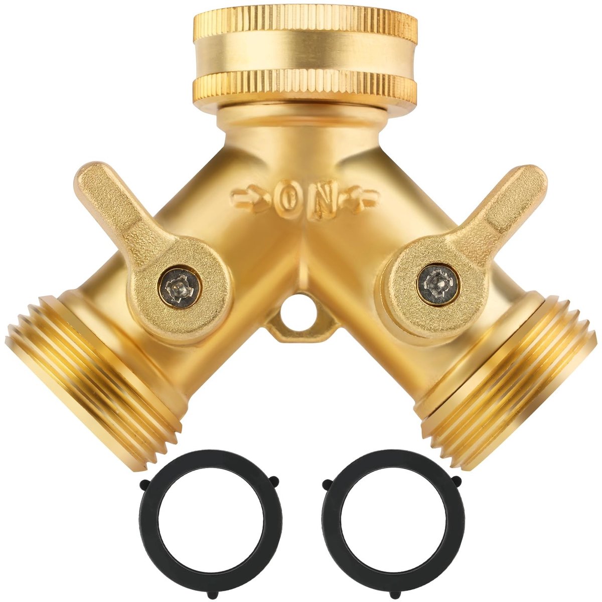 SPHProducts - 2-weg slangsplitter - Messing - Y-klep kraanconnector - Tuinslang aansluiting - Geschikt voor tuin en keuken