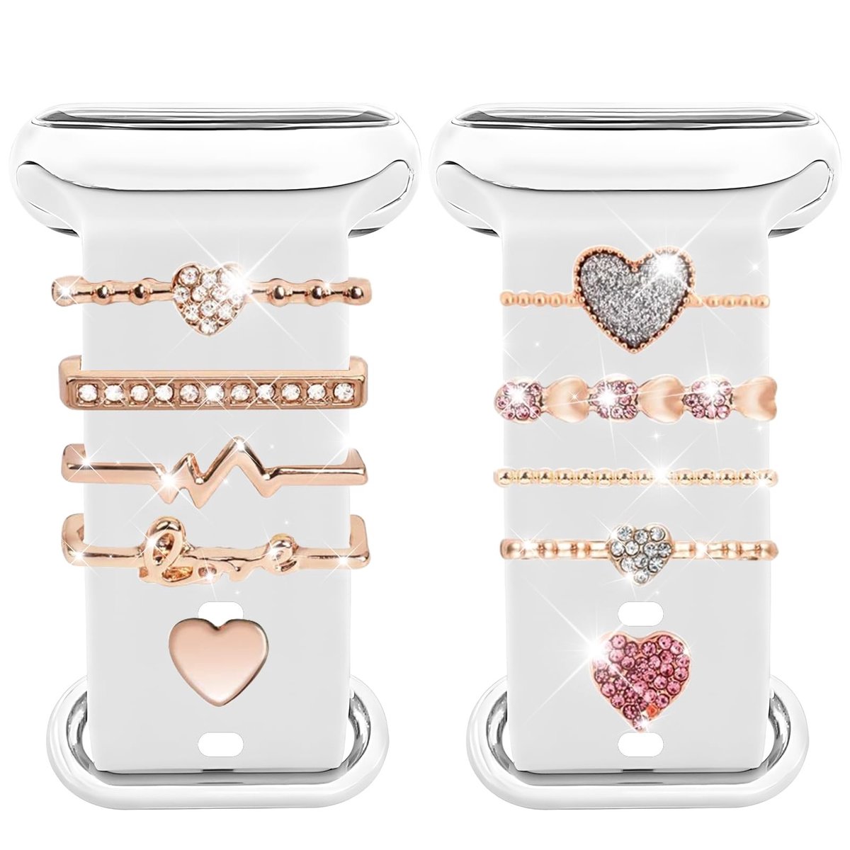 ONF3 - Bedelarmband - Metalen ornament - Voor Apple Watch Series 1 tot 8 - 22 mm - 10 stuks - Vervangende horlogeband - Stijlvol en uniek
