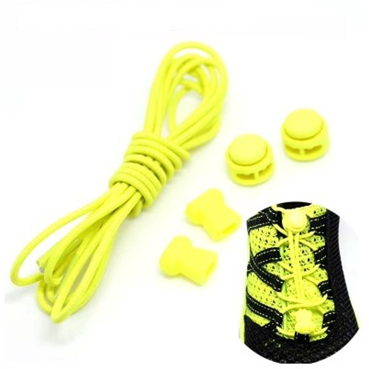 Ulanax - Lock-veters | Ronde Elastische Schoenveters - Elastische veters - Hardlopen | Schoenveters | Laces | Geel