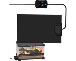 Reptielen Verwarming - Terrarium Mat - Stabiele Temperatuur - 10 standen instelbaar - 14 x 23 cm - Zwart