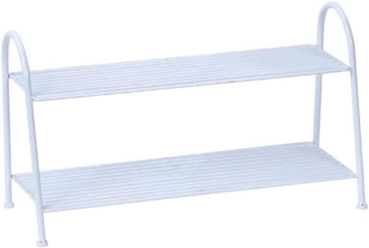 Schoenenrek Bank - Schoenenopberger - Entree Ordenen - Tweelaags Ontwerp - 64x28x37cm - Wit