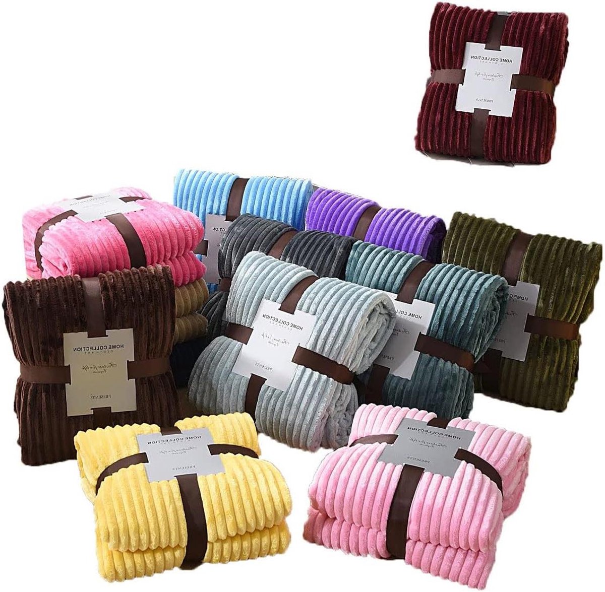 Gestreepte deken - Polyester laken - Comfortabel ontspannen - Zacht en ademend - 70 x 100 cm - Grijs