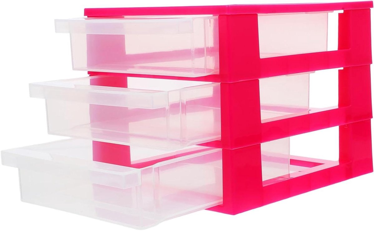 Lade Organizer - Opbergbak - Spullen Ordenen - Transparant Design - 16.7 cm Hoog - Roze