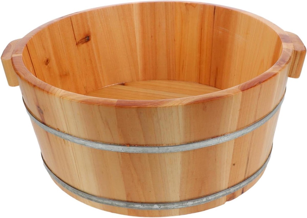 Voetbad Massief Hout - Pedicure Bak - Ontspannende Voetverzorging - Diep Kuit Dekkend - 35 cm Lengte - Bruin