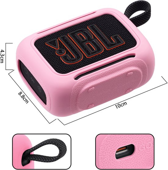 Beschermhoes geschikt voor JBL Go 5 Bluetooth Speaker - Meerdere Kleuren - Schokbestendig - Krasbestendig - Siliconen - Hoesje - Case - Bescherming - Roze van Merkloos — afbeelding 5