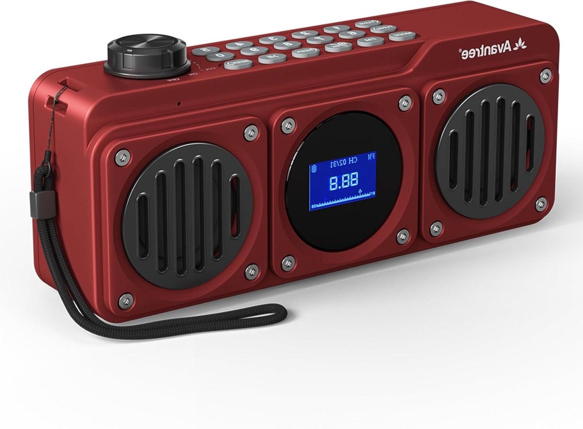 Draagbare Radio - Bluetooth Speaker - Muziek Luisteren - Krachtig Stereogeluid - 18 Uur Speeltijd - Rood