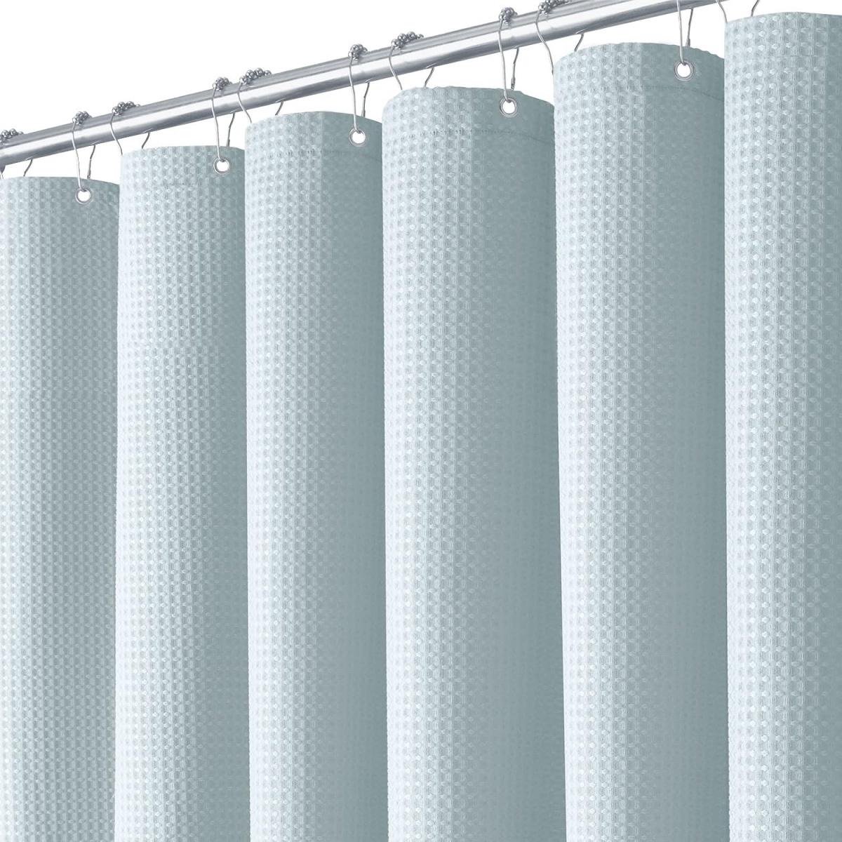 EXCITAT Douchegordijn - Wafelstof Textiel - Ondoorzichtig Materiaal - Waterafstotend - Voor Moderne en Scandinavische Badkamers - blauw
