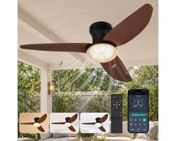 Rosnek Plafondventilator met Verlichting Kristal - 100 cm Smart Plafondventilator met Afstandsbediening & App - 6 Windsnelheden, 3 Kleurtemperaturen, Timer - Houtlook Ventilatorlamp voor Woonkamer, Slaapkamer & Terras