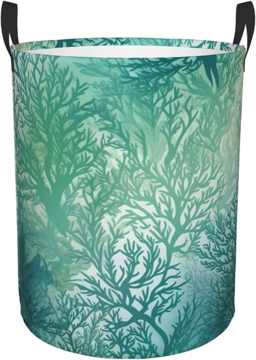 Grote wasmand Opvouwbare kledingzak Wasgoed opbergen Vrijstaande hoge vorm 50x50x19.6 cm Groen Blauw Zeewier